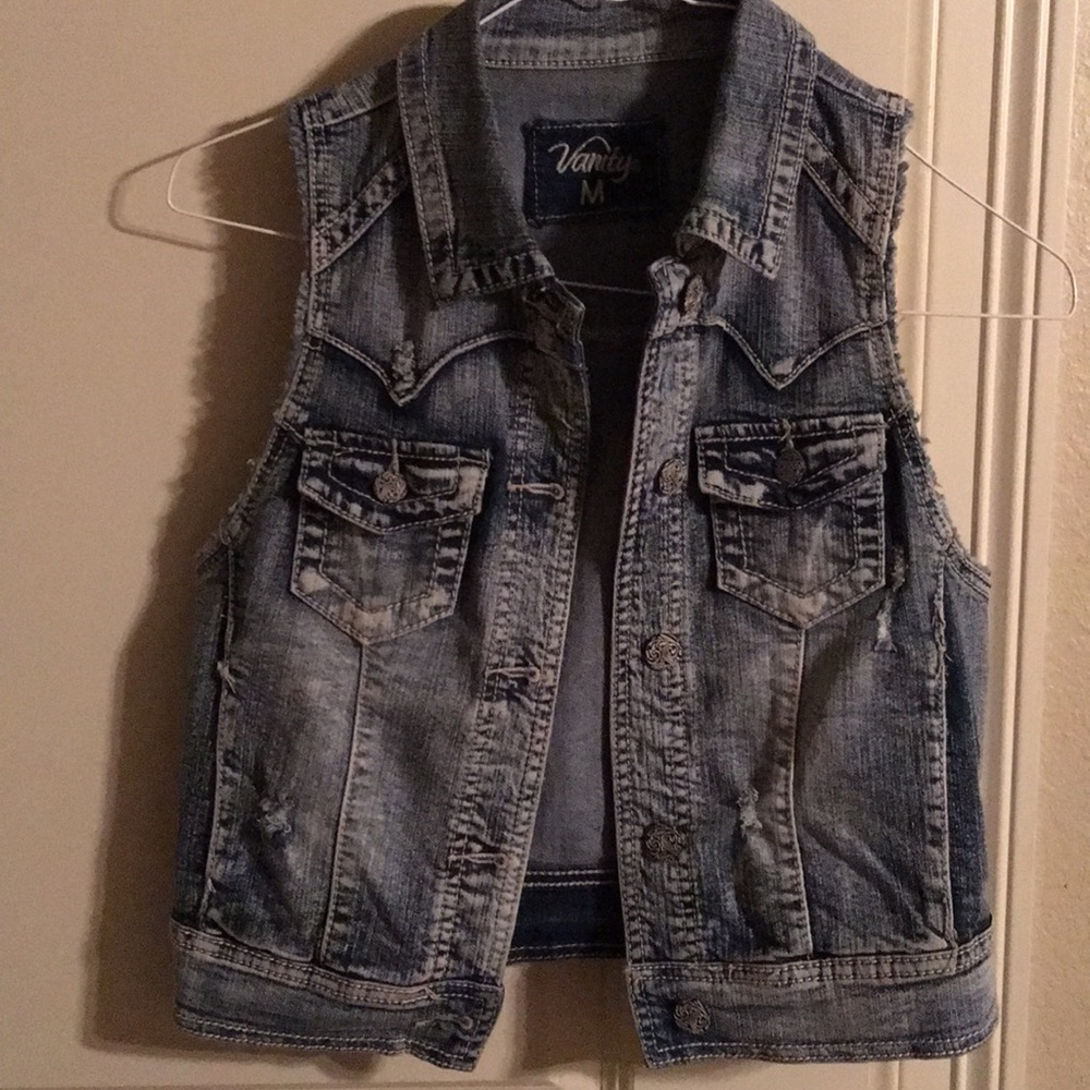 Denim sleeveless vest